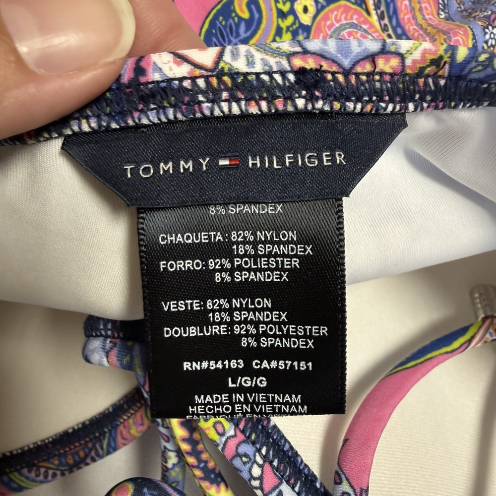 Tommy Hilfiger Halter Bandeau Tankini Top Women's Large Blue Multi - Picture 6 of 8